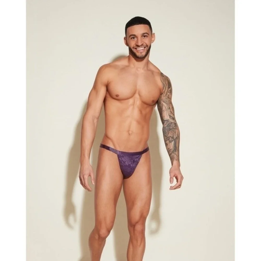Cosabella Never Say Never Men's Italian Lace Thong Himalayan Sky Size XL